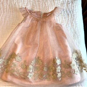 CATHERINE MALANDRINO toddler dress, Dusty pink and Gold Lace, Size 24M